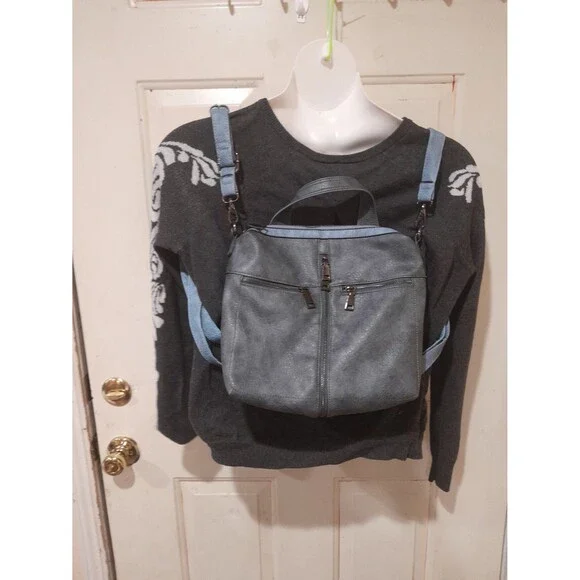 Liz Soto Purse, Blue Leather Convertible - Picture 8 of 8